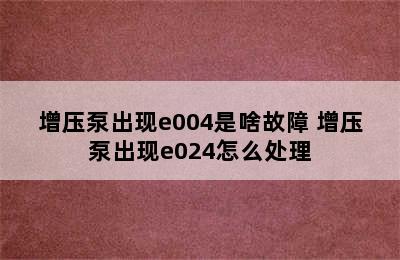 增压泵出现e004是啥故障 增压泵出现e024怎么处理